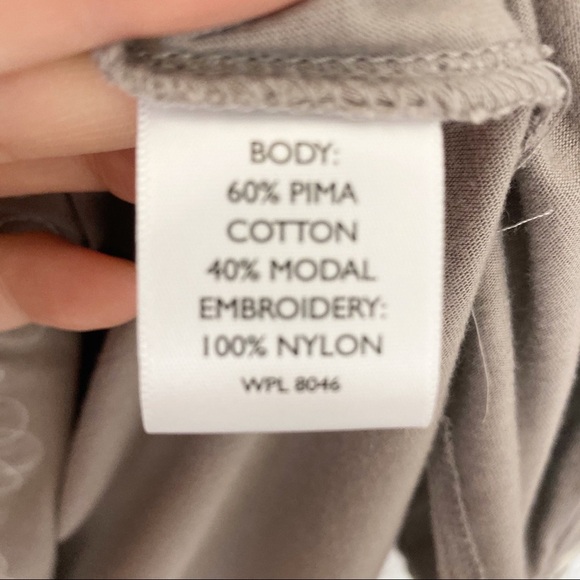 INC International Concepts Taupe Embellished Pima Cotton V-Neck Top Large - Picture 10 of 12